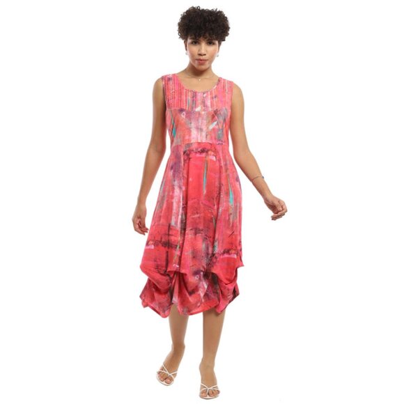 NWT Parsley & Sage Womens Size Large Kelly Midi Dress in Pink Multicolor NEW - Picture 3 of 4